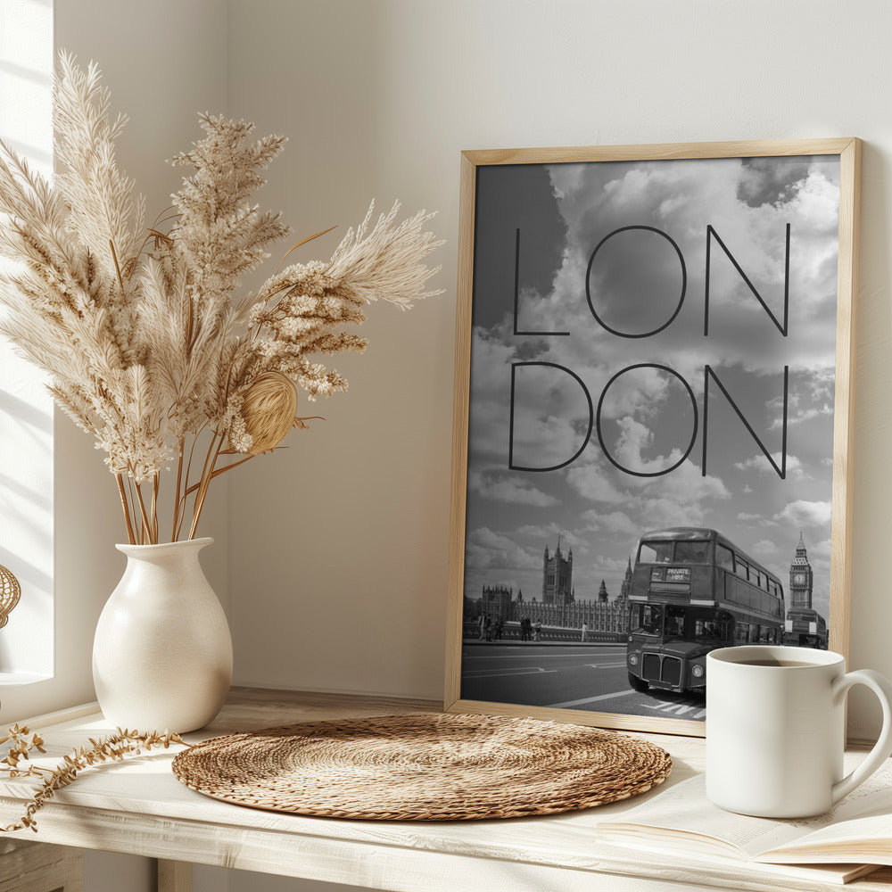 Busses in London | Text & Skyline Poster